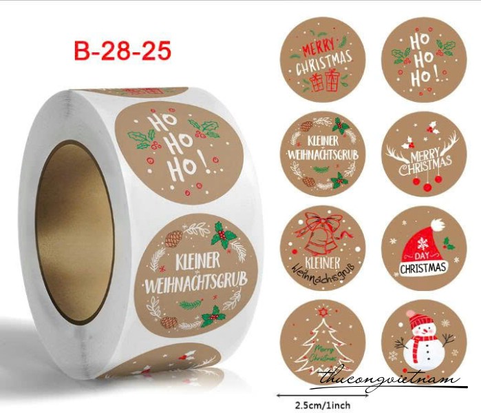 Sticker tròn Giáng Sinh (500 tem)- Mẫu 6